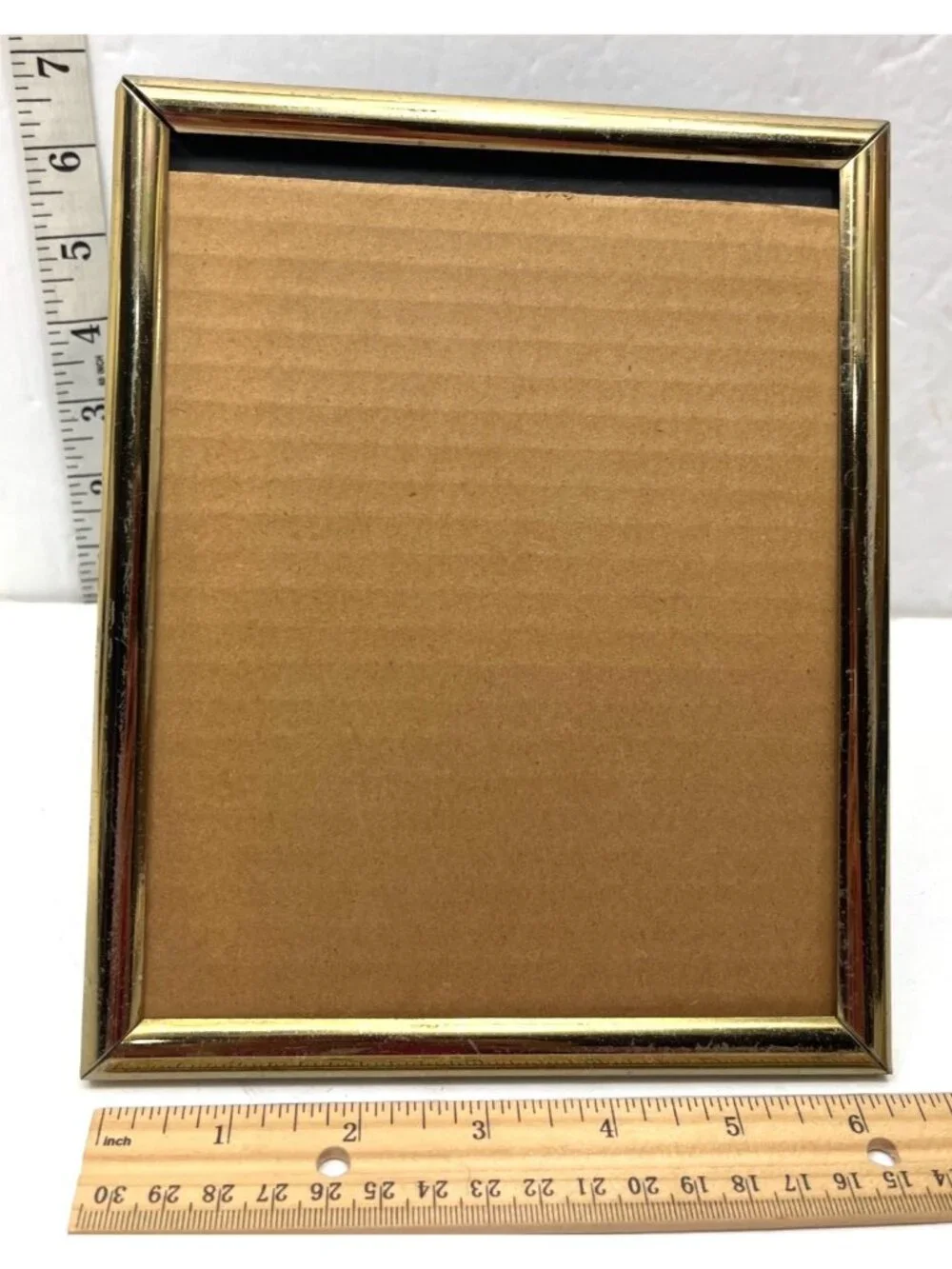 Gold-Tone 5x7 Picture Frame Easel Back & Cardboard Insert Classic No Glass 21d